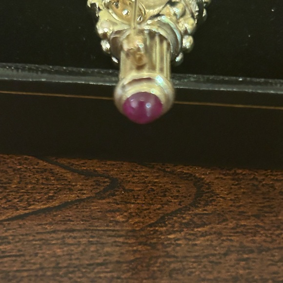 Vintage 14kt yellow gold diamond and ruby pin - Picture 5 of 10
